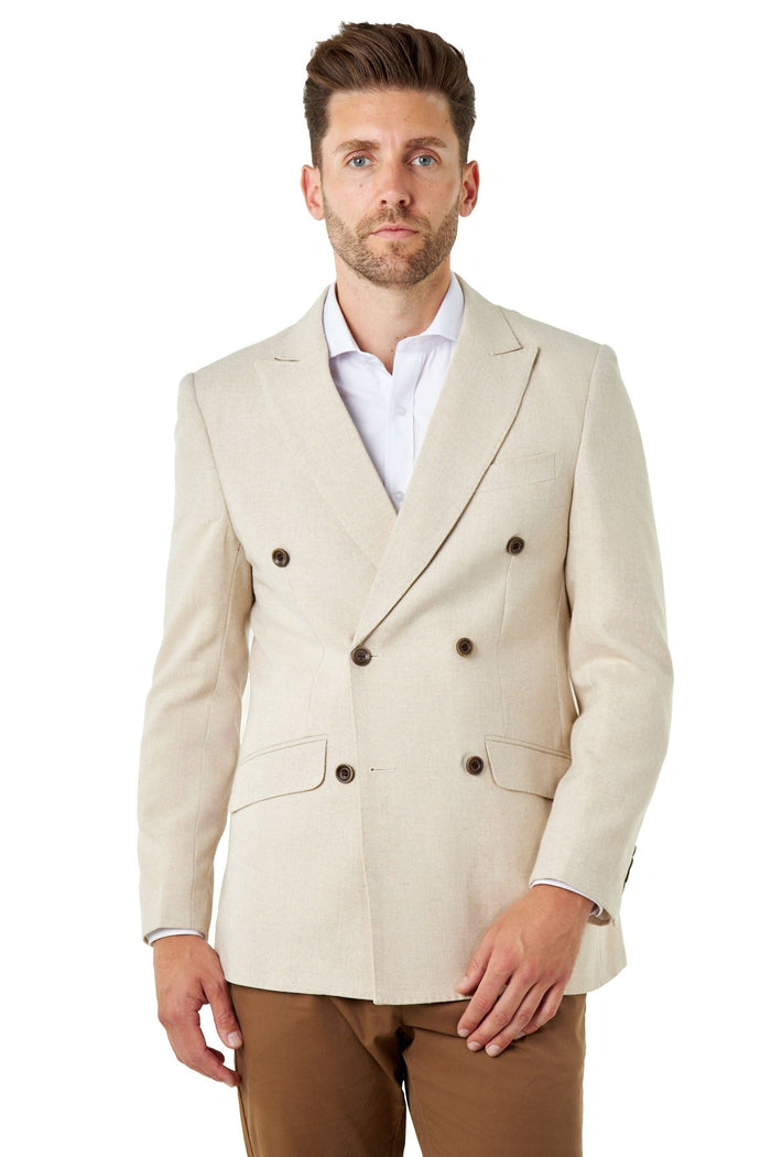CALIX – Ivory Herringbone Tailored Double Breasted Blazer