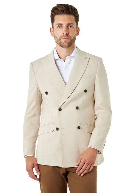 CALIX – Ivory Herringbone Tailored Double Breasted Blazer