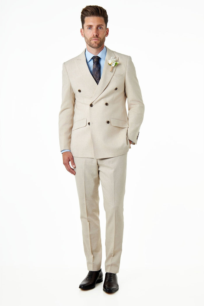 CALIX – Ivory Herringbone Tailored Double Breasted Blazer