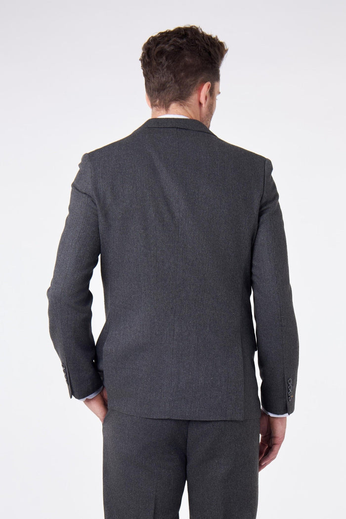 CALIX – Wool Mix Herringbone Tailored Dark Grey Blazer