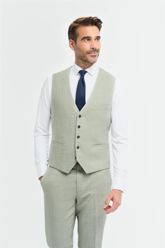 Camden Sage Green Tailored Wedding Waistcoat