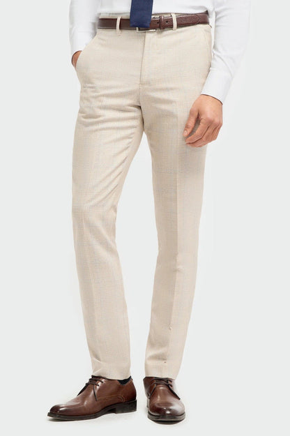 MENS CARIDI BEIGE TAILORED FIT THREE PIECE SUIT