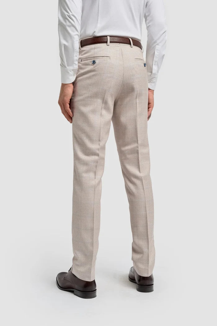 MENS CARIDI BEIGE TAILORED FIT THREE PIECE SUIT