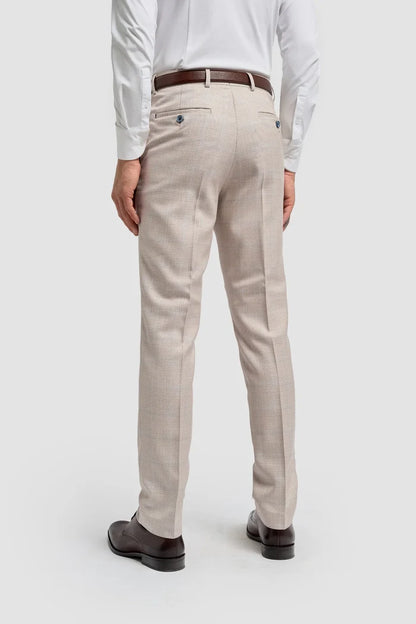 MENS CARIDI BEIGE TAILORED FIT THREE PIECE SUIT