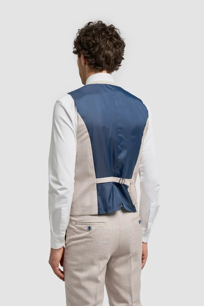 CARIDI - BEIGE CHECK WAISTCOAT
