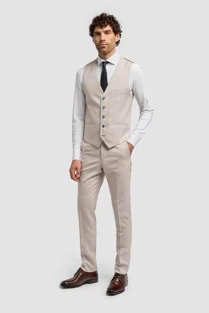 CARIDI - BEIGE CHECK WAISTCOAT