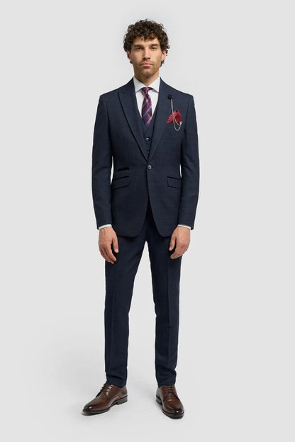 CARIDI - NAVY CHECK SUIT BLAZER
