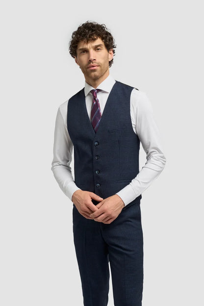 CARIDI - NAVY CHECK WAISTCOAT