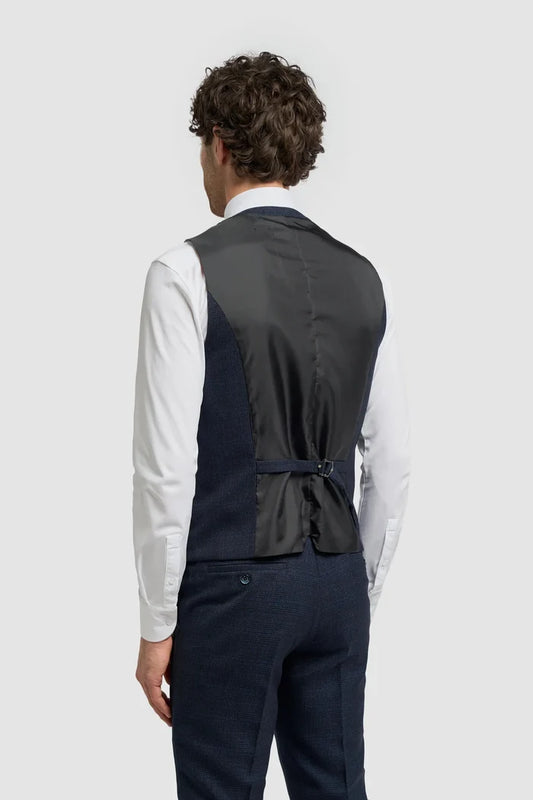 CARIDI - NAVY CHECK WAISTCOAT