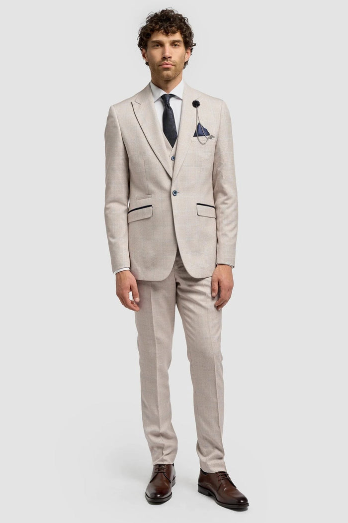 CARIDI - SLIM FIT BEIGE BLAZER SHORT
