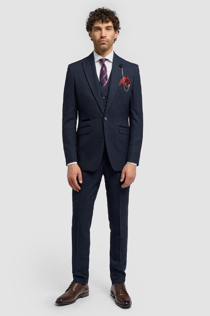 CARIDI - SLIMFIT NAVY BLAZER SHORT