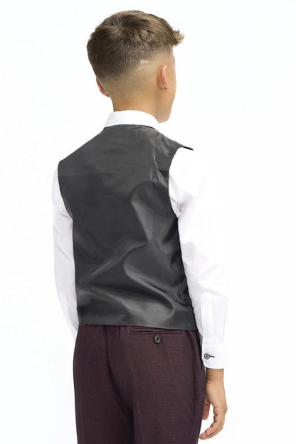 CARIDI – BOYS 3 PIECE SUIT IN MAROON CHECK