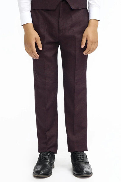 CARIDI – BOYS 3 PIECE SUIT IN MAROON CHECK