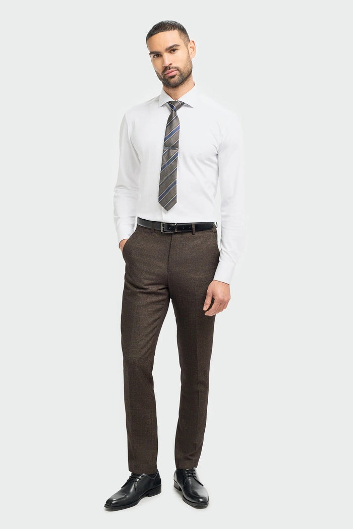 CARIDI – BROWN CHECK TAILORED FIT TROUSERS