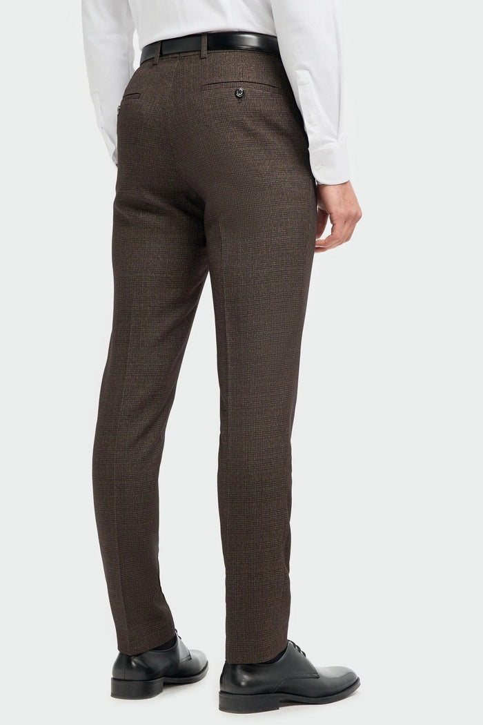 CARIDI – BROWN CHECK TAILORED FIT TROUSERS