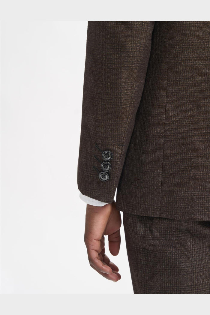 CARIDI – BROWN TWEED CHECK BOYS 3 PIECE SUIT