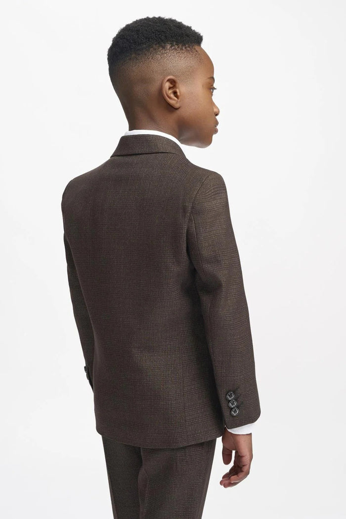 CARIDI – BROWN TWEED CHECK BOYS 3 PIECE SUIT
