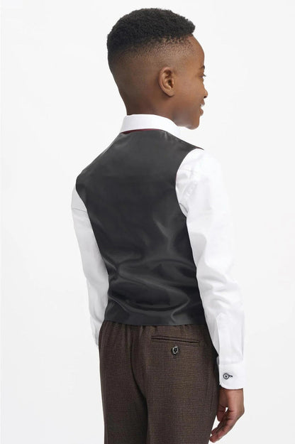 CARIDI – BROWN TWEED CHECK BOYS 3 PIECE SUIT