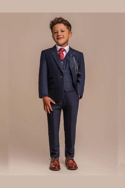 CARIDI NAVY THREE PIECE BOYS SUIT