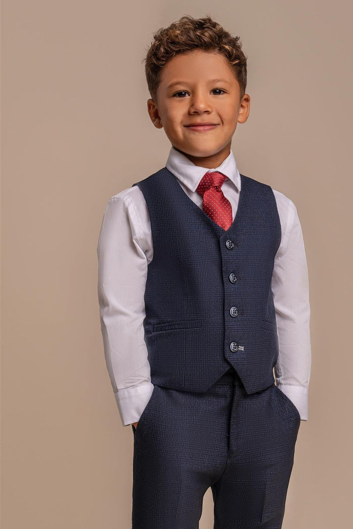 CARIDI NAVY THREE PIECE BOYS SUIT