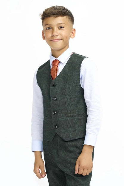 CARIDI OLIVE THREE PIECE BOYS SUIT