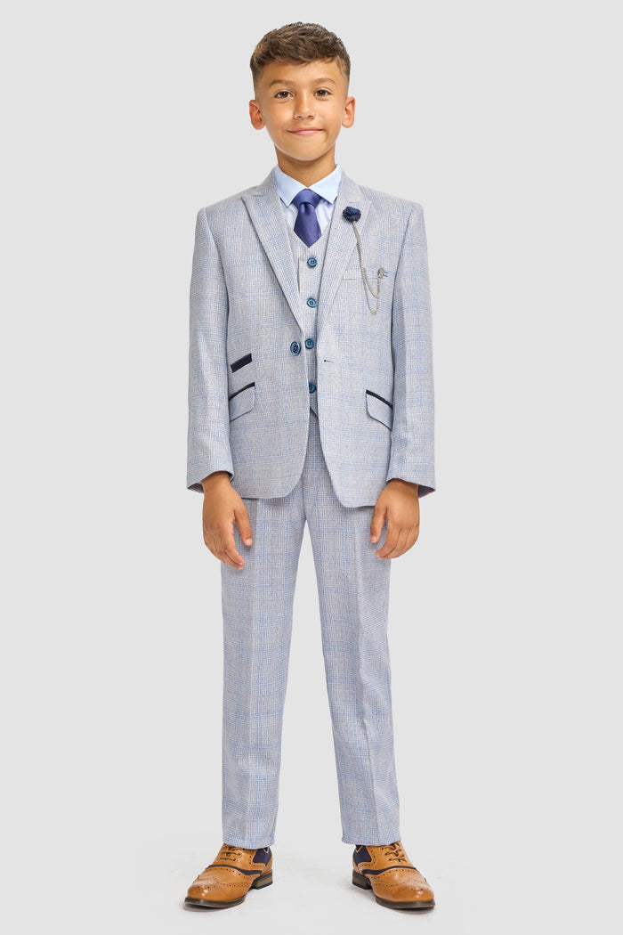 CARIDI SKY BLUE THREE PIECE BOYS SUIT