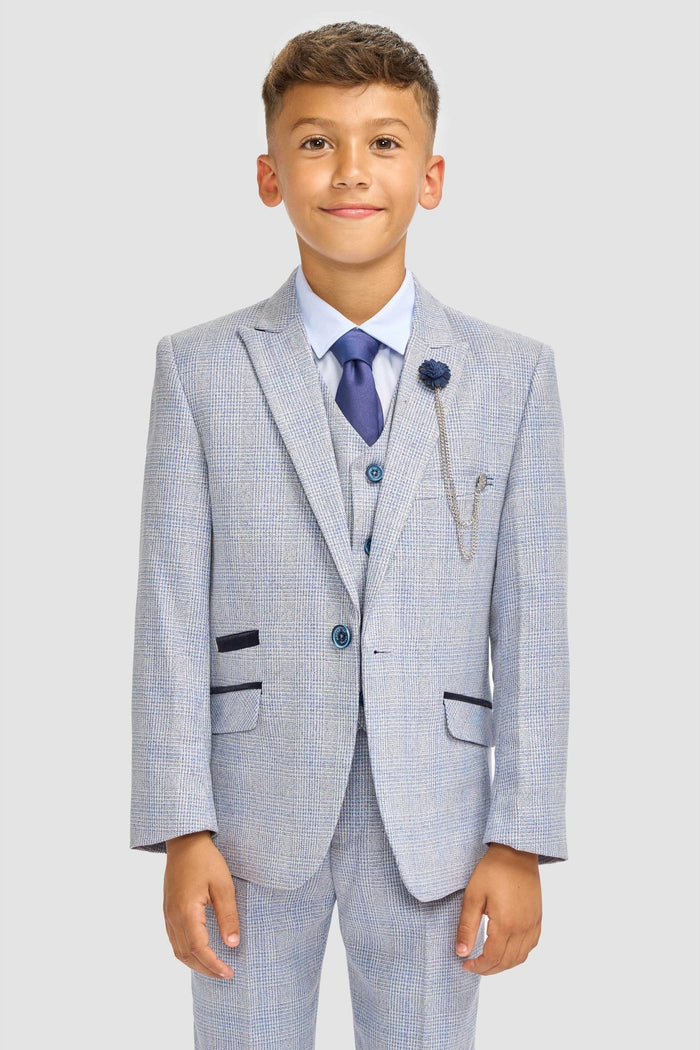 CARIDI SKY BLUE THREE PIECE BOYS SUIT