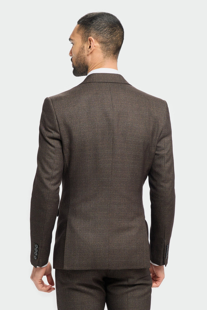 CARIDI – TAILORED FIT 3 PIECE SUIT IN BROWN CHECK