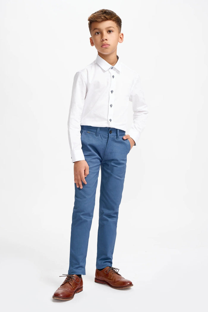 Cavani – Boys Cotton Chinos Trousers in Cobalt Blue