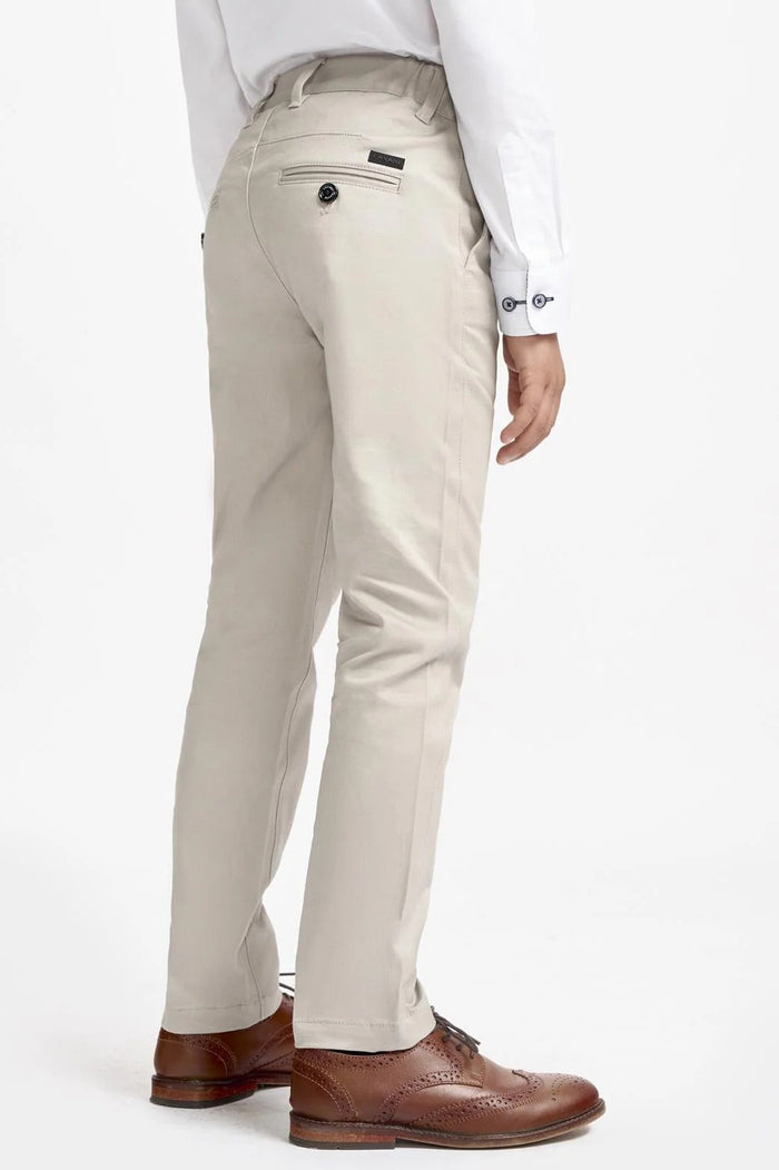Cavani – Boys Cotton Chinos Trousers in Slate Beige