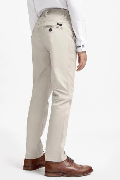 Cavani – Boys Cotton Chinos Trousers in Slate Beige
