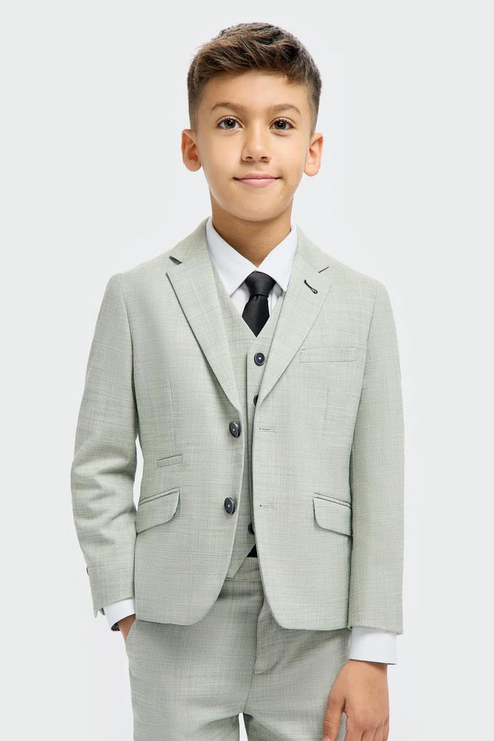 Cavani Camden Boys 3 Piece Suit in Sage Green