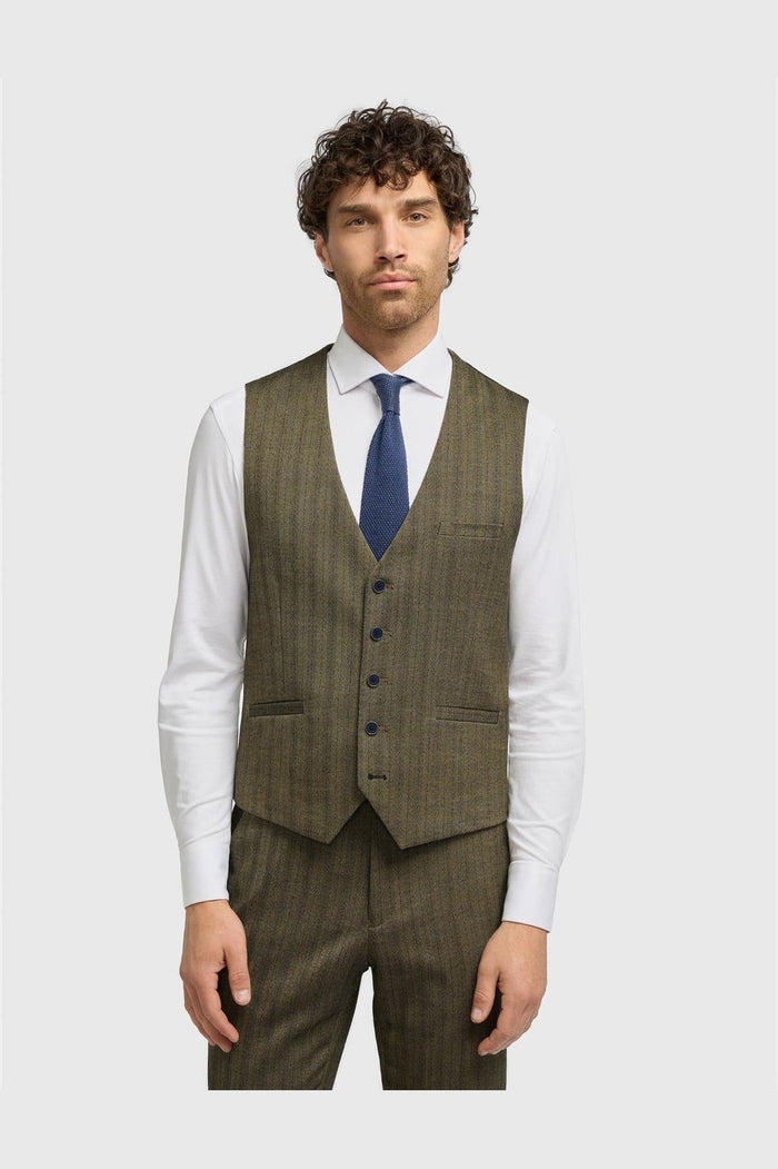 Cavani Men’s Damon Sage Herringbone Tweed 3-Piece Suit