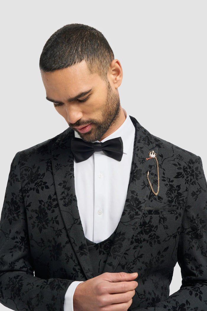 Cavani Georgi Men’s Black Floral Blazer