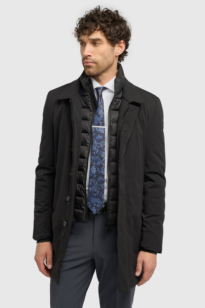 Cavani Heston Mac Black Padded Long Coat – Men’s Winter Overcoat