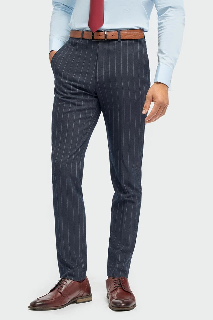 CAVANI INVINCIBLE – NAVY PINSTRIPE SUIT TROUSERS