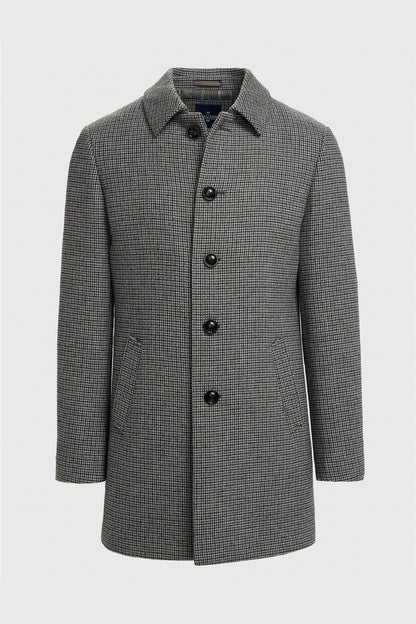Cavani Kerry Grey Wool Blend Houndstooth Winter Overcoat