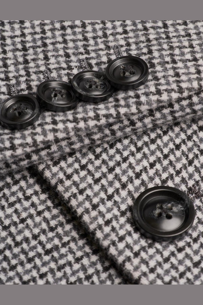 Cavani Kerry Grey Wool Blend Houndstooth Winter Overcoat
