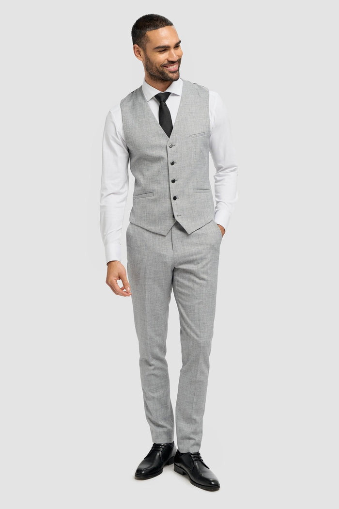 Cavani – Malibu Grey Sharkskin Tailored Waistcoat