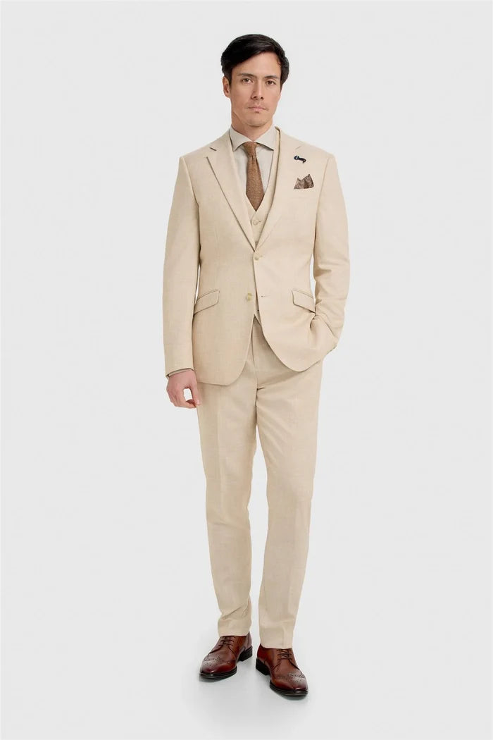 Cavani Malibu Men’s Beige Three Piece Suit