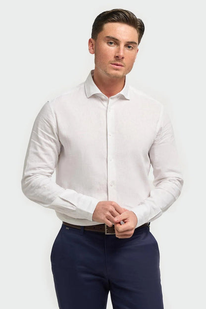 Cavani – Matera White Linen Blend Shirt – Tailored Fit