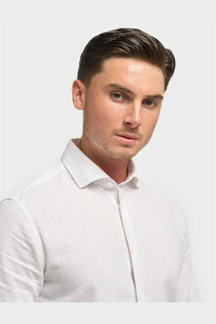 Cavani – Matera White Linen Blend Shirt – Tailored Fit