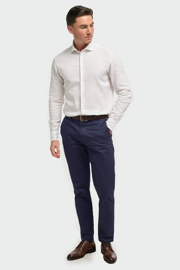Cavani – Matera White Linen Blend Shirt – Tailored Fit