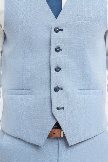 Miami Sky Blue Linen Blend Men’s 3-Piece Summer Suit