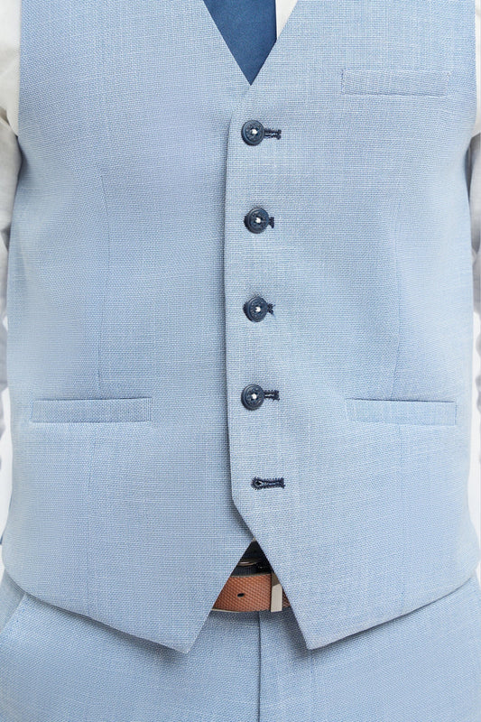 Miami Sky Blue Linen Blend Men’s 3-Piece Summer Suit