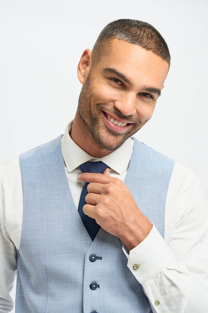 Miami Sky Blue Linen Blend Men’s 3-Piece Summer Suit