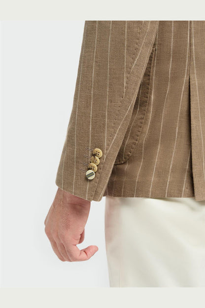 Cavani – Piero Deconstructed Pinstripe Linen Blazer Sand
