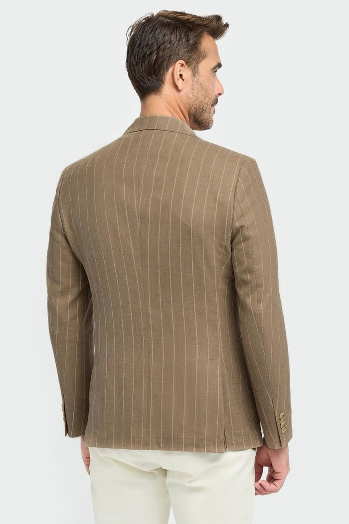 Cavani – Piero Deconstructed Pinstripe Linen Blazer Sand