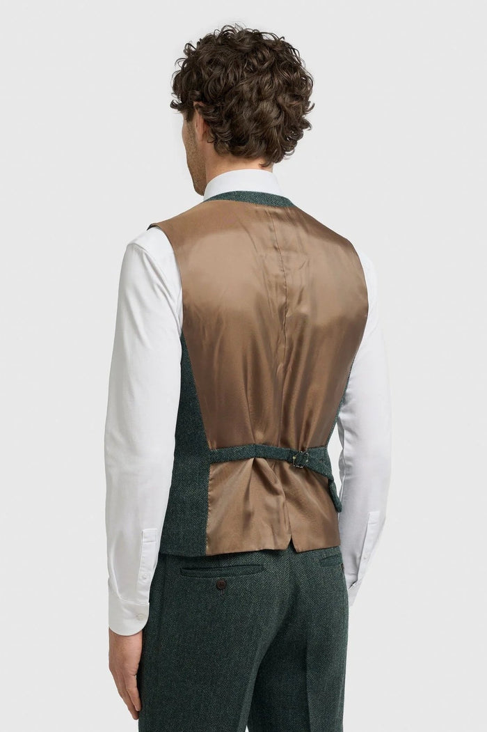 CAVANI – Thomas Tailored Suit Wool Rich Green Herringbone