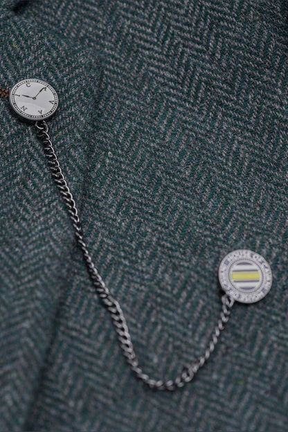 CAVANI – Thomas Olive Green Wool Blend Herringbone Jacket